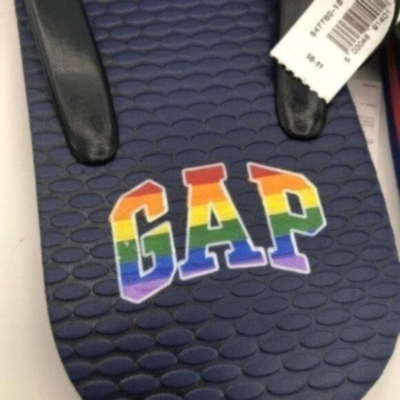 Gap Men's Summer Rainbow Colors Gap Logo  Flip-flops Size 10-11 - Picture 5 of 8